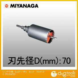 ミヤナガ 振動用コアドリルSコア/ポリクリックシリーズストレートシャンクセット品 70mm PCSW70 1点