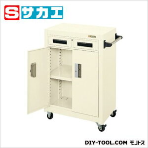 サカエ パネルワゴン(ゴム車・引出し付) アイボリー PMW7AI【2506DFD_5】
