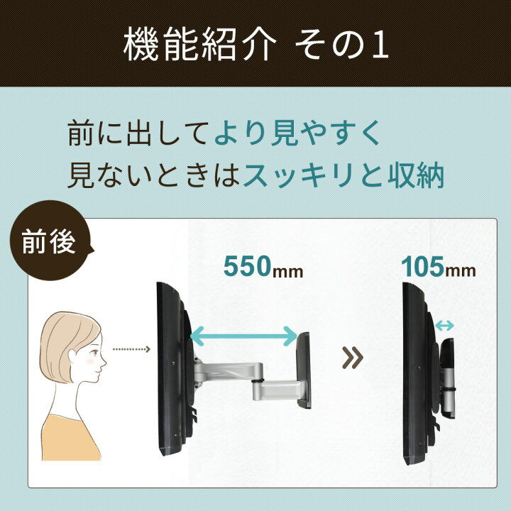 楽天市場】テレビ 壁掛け 金具 壁掛けテレビ テレビ壁掛け金具 テレビ 