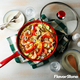 【公式】フレーバーストーン ソテーパン蓋付き 28cm レッド 【 フライパン 焦げ付きにくい ガスコンロ対応 IH IH対応 電気コンロ セラミックコンロ 】