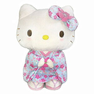 桜着物ぬいぐるみS ハローキティ 水色
