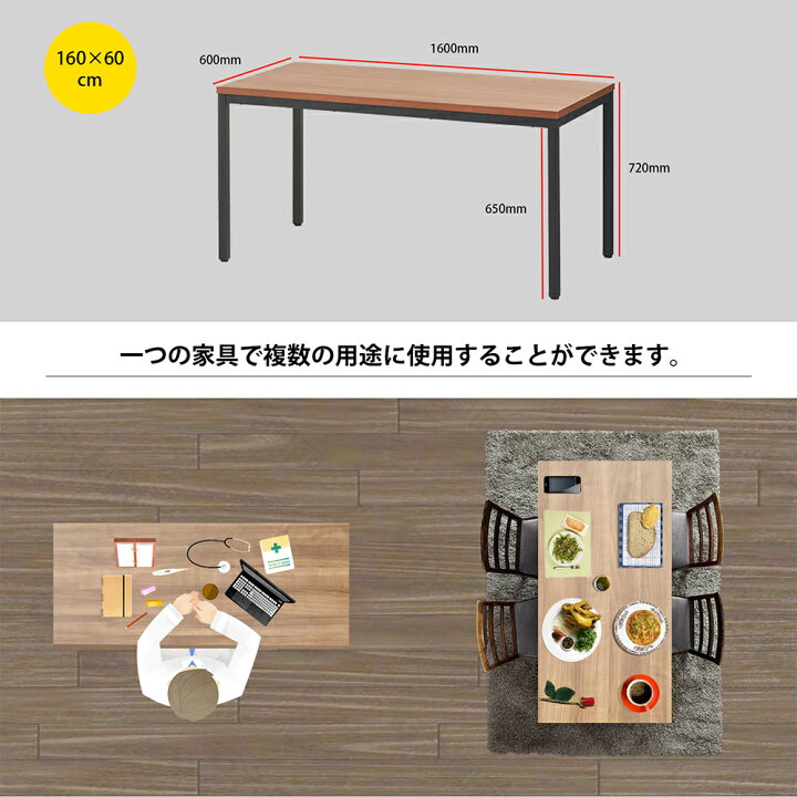 楽天市場】会議テーブル パソコンデスク 幅1600×奥行600×高さ720mm 