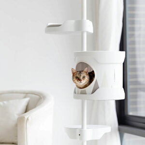 キャットタワー 標準タイプ 220-270cm つっぱり 宇宙船 木製 多頭飼い 滑り止め 爪とぎ 猫タワー 木登りタワー コンパクト スリム 省スペース シンプル おしゃれ 寝室 リビング【Hug抱抱?跳台】