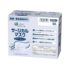 【5箱計250枚】大王製紙 エリエール サージカルマスク スマートタイプ ふつうサイズ 50枚入り 不織布マスク 日本製マスク