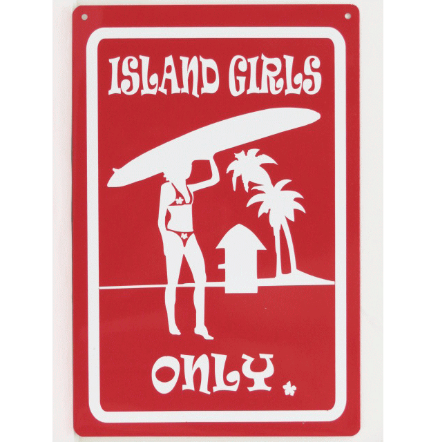 ハワイの雰囲気漂うサインプレート HAWAII ハワイサインプレート S 代引き不可 WAHINE Girl Island 最終決算 Red