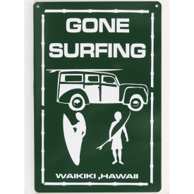 【ハワイ雑貨】【インテリア】HAWAII・ハワイサインプレート・S・GONE SURRFING Green
