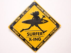 SURF-N-SEA （サーフアンドシー）・ハワイ・ノースショア・缶プレート・Lサイズ・イエロー×ブラック