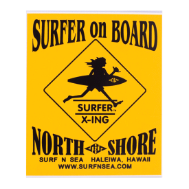 SURF-N-SEA （サーフアンドシー）・ハワイ・ノースショアオリジナルステッカー・シールイエロー×ブラック
