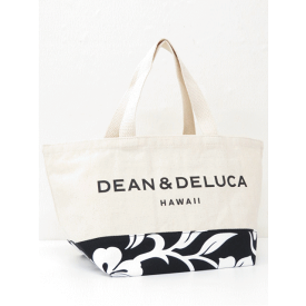 DEAN&DELUCA ディーンアンドデルーカ【ハワイ限定】【HAWAII直輸入】【送料無料】HAWAIIAN　TOTEハイビスカス柄 トートバック スモールサイズWhite×Black