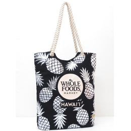 WholeFoodsMarket【ホールフーズマーケット】【ハワイ限定】【HAWAII直輸入】トートバッグ・エコバッグ・ショッピングバッグTAGALOHACO・Black×Silver【返品交換不可】
