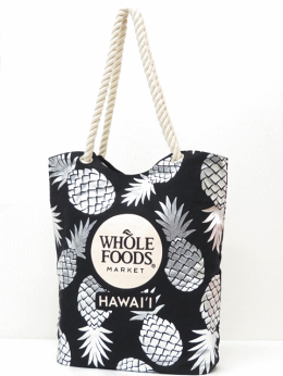 WholeFoodsMarket【ホールフーズマーケット】【ハワイ限定】【HAWAII直輸入】トートバッグ・エコバッグ・ショッピングバッグTAGALOHACO・Black×Silver【返品交換不可】