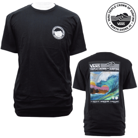 VANS・バンズ【Hawaii限定】【ハワイ直輸入】Tシャツ・メンズ・ユニセックスTRIPLE CROWN OF SURFING 2018・トリプルクラウンVTCS POSTER TEESサイズ：S-L・Black
