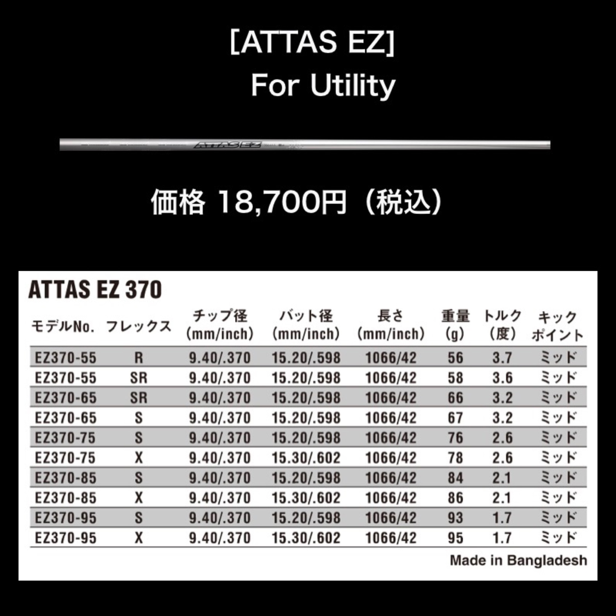 楽天市場】TM 【スパイン調整無料】 ATTAS EZ 370 Tip テーラーメイド
