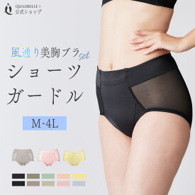 【福袋対象】ツインクロス風通り美胸ブラセットショーツガードル すっぽり 透けにくい 肌触りなめらか 食い込みにくい ヒップメイク 美尻 美脚 補正 補整 花柄レース