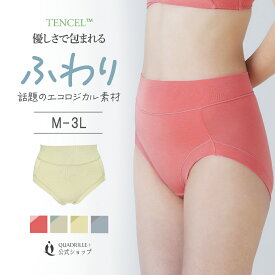 【セール】 【福袋対象】ツインクロスリラックスケアハイウエストショーツ カドリールプラス ショーツ テープ無し レース無し 敏感肌 肌に優しい 下着 テンセル エシカル素材 エコ 柔らか マタニティ 夜用 就寝用 ナイトショーツ ストレッチ