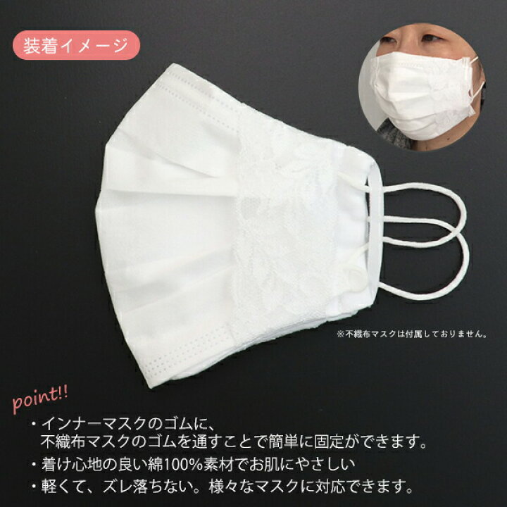 楽天市場】【日本製】立体型布製インナーマスク (白無地/レース  