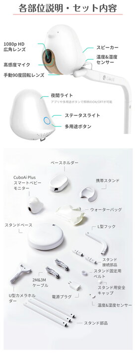 楽天市場】【正規販売店 1年保証】ベビーモニター CuboAi Plus カメラ 