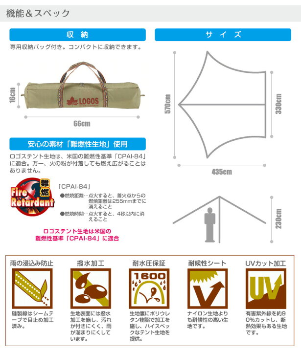 楽天市場】ロゴス LOGOS ナバホ Tepee ティピー ブリッジヘキサ-AE 