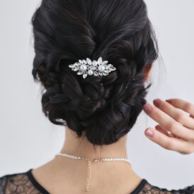 コーム パール 結婚式 ヘアアクセサリー アクセサリーゲスト パーティー ビジュー ヘアピン ヘアアクセ シルバー お呼ばれ 二次会