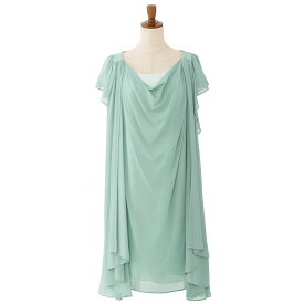パーティードレス 結婚式/ワンピース/ドレス/春夏/20代/30代/お呼ばれゆったり/膝丈/ラッフルスリーブ/シフォン生地/ドレープ/3WAYブルー/ミント/グリーン/ネイビー/Mサイズ/Lサイズ/9号/11号