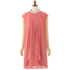 パーティードレス 結婚式/ワンピース/ドレス/秋冬/20代/30代/お呼ばれラッフルフリル/Iライン/膝丈/パール/ビジュー/シフォン/サテン/グリーン/コーラルピンク/ネイビー/Mサイズ/9号