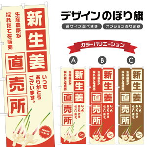 のぼり旗 新生姜 直売所 | しょうが 野菜 農家 のぼり | 四方三巻縫製 F24-3558B