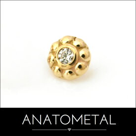 3.5mm 18金 イプサ エンド 単品 ANATOMETAL(ブリリアントカット／1.5mmジェム) K18台座 ソリッド ゴールド ジルコニア 5A ボディピアス パーツ キャッチ インターナル バーベル用内ネジ式 18g 16g 14g 12g 用【米国アナトメタル社正規直輸入品】