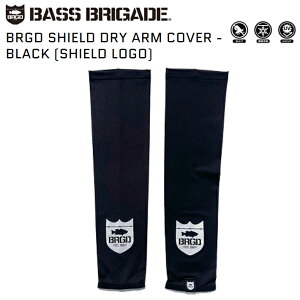 高機能ドライアームカバー BASS BRIGADE BRGD SHIELD DRY ARM COVER - BLACK (SHIELD LOGO) UVカット 接触冷感 虫よけ加工 バス釣り ランニング 釣り キャンプ アウトドア フェス