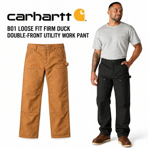 �y10%OFF�N�[�|���ΏہzCARHARTT �J�[�n�[�g B01 �_�u���j�[ ���[�N�p���c USA�� 106679 Loose Fit Firm Duck Double-Front Utility Work Pant �����Y �_�b�N�p���c �y�C���^�[�p���c �u���b�N �u���E�� W30 W32 L30