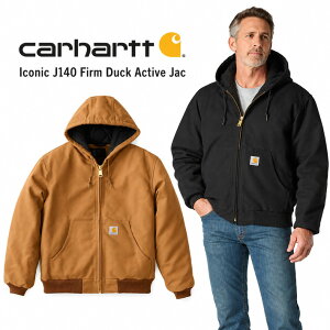CARHARTT �J�[�n�[�g J140 Iconic Firm Duck Active Jac �A�N�e�B�u�W���P�b�g �����Y �_�b�N�W���P�b�g ���� �L���e�B���O �t�[�h�t�� ���[�N�W���P�b�g �u���b�N �u���E�� �A�E�^�[