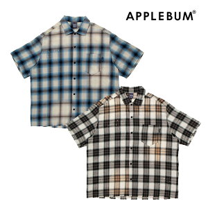 Applebum Ombre Check Damage S/S Shirt �A�b�v���o�� �I���u�� �`�F�b�N �_���[�W �V���[�g�X���[�u �V���c