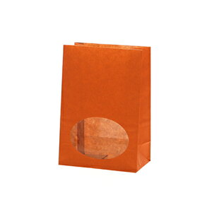 【メール便対応】HEIKO 紙袋 窓付き角底袋 S1F オレンジ 50枚 幅120×マチ65×高175mm