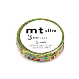 【メール便対応】【カモ井】「mt」マスキングテープ mt slim 3mm ポップ MTSLIMS06 3mm×10m 3巻入