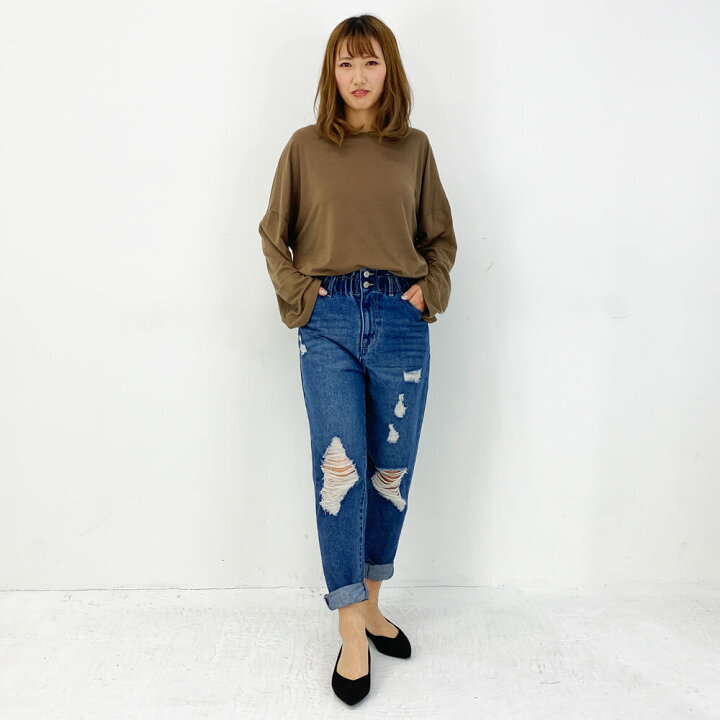 楽天市場 ハイウエスト ダメージ デニム パンツ レディース ジーンズ ジーパン ボトムス テーパード テーパードパンツ 大人 大人可愛い コーデ きれいめカジュアル おしゃれ 可愛い かわいい ストレートデニム 人気 おすすめ 春 夏 秋 冬 秋冬 Fetch