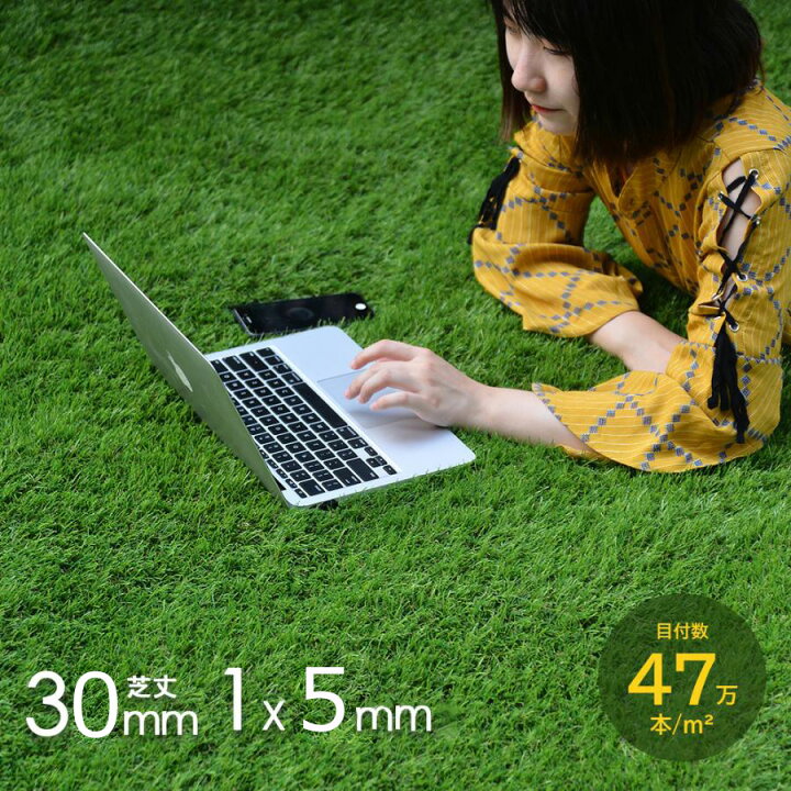 楽天市場】人工芝 1m×5m 芝丈30mm ピン22本つき 4色立体感 リアル人工 