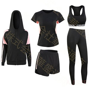 ランニングウェア レディース 5点セット トレーニングウェア 上下 スポーツウェア 女性 かわいい フィットネス 女性用 ピラティス 長袖 おしゃれ セットアップ ヨガウェア ウォーキング tシ