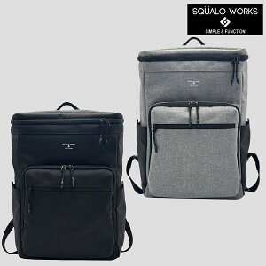 SQUALO WORKS �X�N�A�[�����[�N CHAMBRAY POLYESTER BOX RUCK SACK �o�b�N�p�b�N �����b�N �V�����_�[ �n���h�� �o�b�O �J�o�� ��