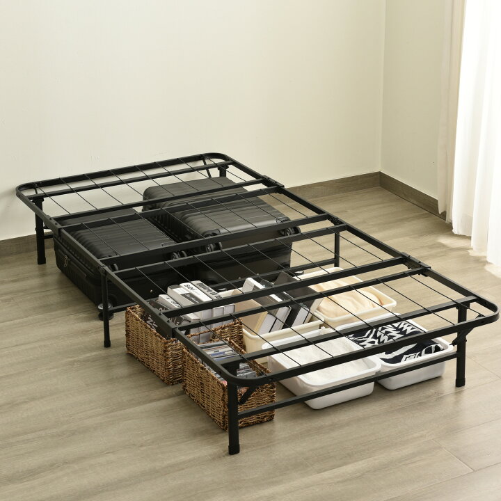 新作】【ブラック】 パイプベッド 折りたたみベッド シングル 組立簡単  