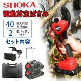 期間限定ポイント20倍★充電式剪定ばさみ バッテリー2個付属 切断枝径32mm 電動剪定ばさみ 剪定ばさみ充電式 電動剪定ばさみ コードレス マキタバッテリー対応 剪定ばさみ 庭木/枝切り/果樹用 剪定鋏 ナイフサイズ変換可能 軽量 片手操作 園芸用剪定用 収納ケースセット