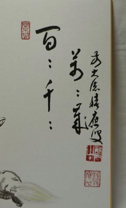 楽天市場】＜茶道具・掛け軸 色紙＞画賛色紙 尾長亀の画・「百々千々萬 