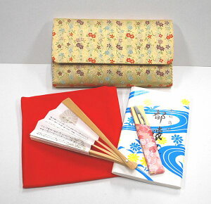 <茶道具・お稽古セット>帛紗セットE 正絹の帛紗が入りました、入門5点セットです。これから始められる、初心者の方の入門用の袱紗セットにもいかがでしょうか。赤色の帛紗がセット