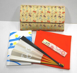 <茶道具・お稽古セット>帛紗セットE 表千家用 正絹の帛紗が入りました、表千家方向けの袱紗セットです。初心者の方の入門用の袱紗セットにもいかがでしょうか。 ゴールド 立涌