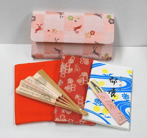 <茶道具・お稽古セット>帛紗セットA 古帛紗付き 正絹の帛紗が入りました、入門6点セットです。裏千家の方等、初心者の方の入門用の袱紗セットにもいかがでしょうか。朱色(オレンジ)