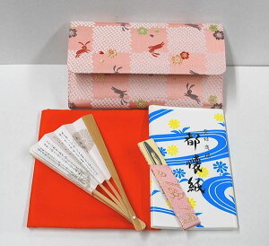 <茶道具・お稽古セット>帛紗セットA 正絹の帛紗が入りました、入門5点セットです。これから始められる、初心者の方の入門用の袱紗セットにもいかがでしょうか。朱色(オレンジ)の帛紗