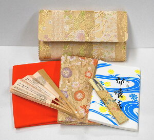 <茶道具・お稽古セット>帛紗セットI 古帛紗付き 正絹の帛紗が入りました、入門6点セットです。裏千家の方等、初心者の方の入門用の袱紗セットにもいかがでしょうか。朱色(オレンジ)