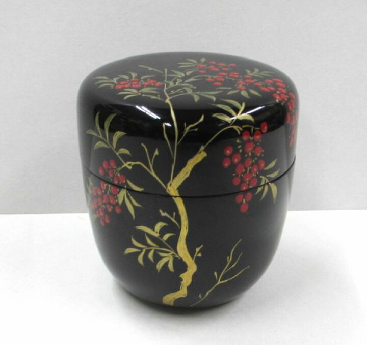 楽天市場】＜茶道具・茶器、棗＞中棗 南天蒔絵 木製 中林星山作 冬のお 