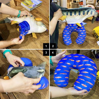 2wayネックピローぬいぐるみ海クッション魚おもしろグッズ釣り好きプレゼント動物リアル特大大きい海の生き物川の生き物クマノミサメヤマメブラックバス父の日旅行グッズFISHCUSHION&PILLOW