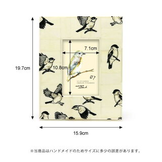 フォトフレーム鳥グッズとりL版Lサイズ葉書壁掛け写真立てアンティークおしゃれかわいい横記念日プレゼント贈り物ギフトインテリア雑貨トイレ玄関オブジェ置物GoodygramsYATIN