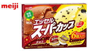 明治 エッセルスーパーカップミニバナナクッキー・チョコ 【80ml×2種×3個】×8箱 アイスクリーム 送料無料(北海道・九州は除く沖縄・離島発送不可)