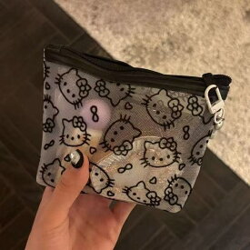 ハローキティ メッシュポーチ 化粧ポーチ 小物入れ キーホルダー付き